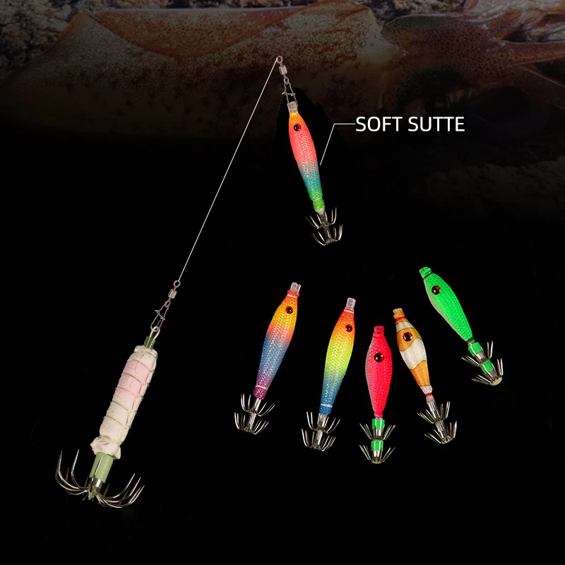 Señuelo de pesca con plantilla de calamar suave, luminoso, flotante, cebo Artificial, EGING para Webfoot, pulpo, señuelo de pesca de sepia - imagen 3