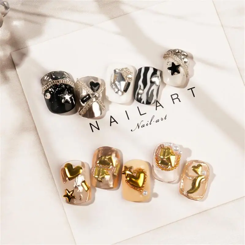 Caja de dijes de uñas de aleación de estilo mixto, piezas de uñas planas brillantes de lujo 3D, gemas, piedras de cristal, diamantes de imitación, decoración de uñas de diseñador - imagen 3