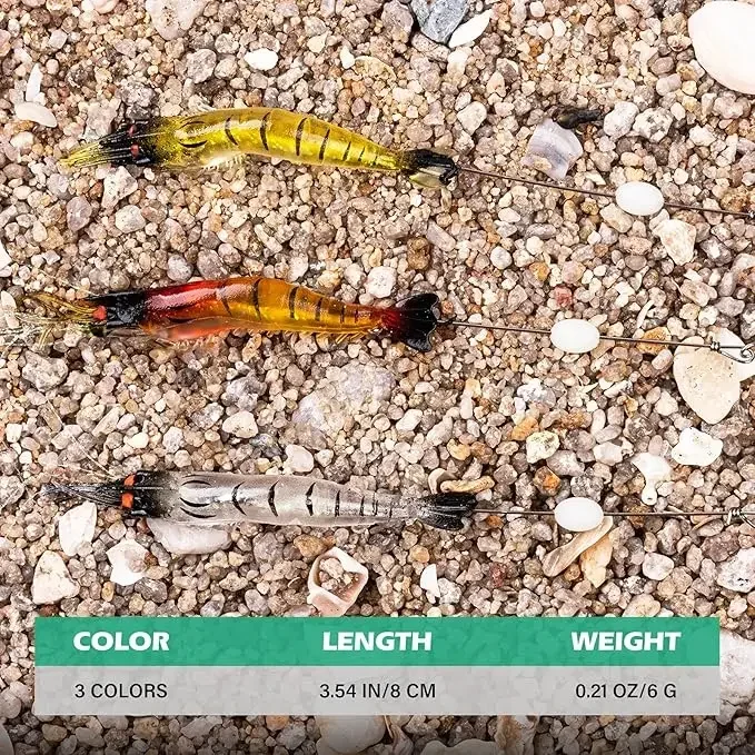 Goture-Juego de Señuelos de Pesca de camarones realistas, cebo suave con brillo de agua salada/dulce, con anzuelo para trucha, lubina, salmón y Lucio, 12/21 Uds.
