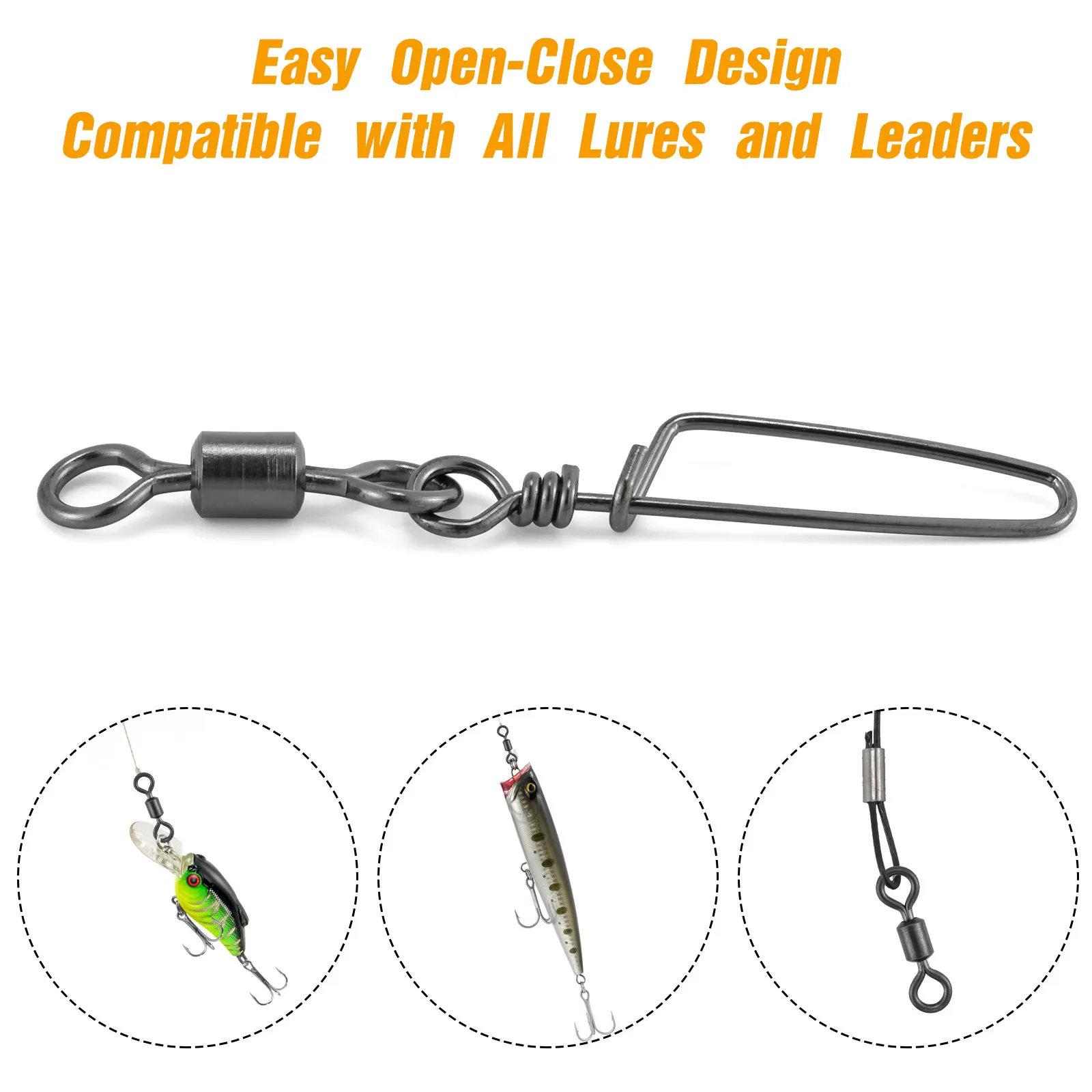 Caña de pescar giratoria de 3 vías para agua salada, barril giratorio de alta resistencia, acero inoxidable, 100/250 piezas - imagen 4