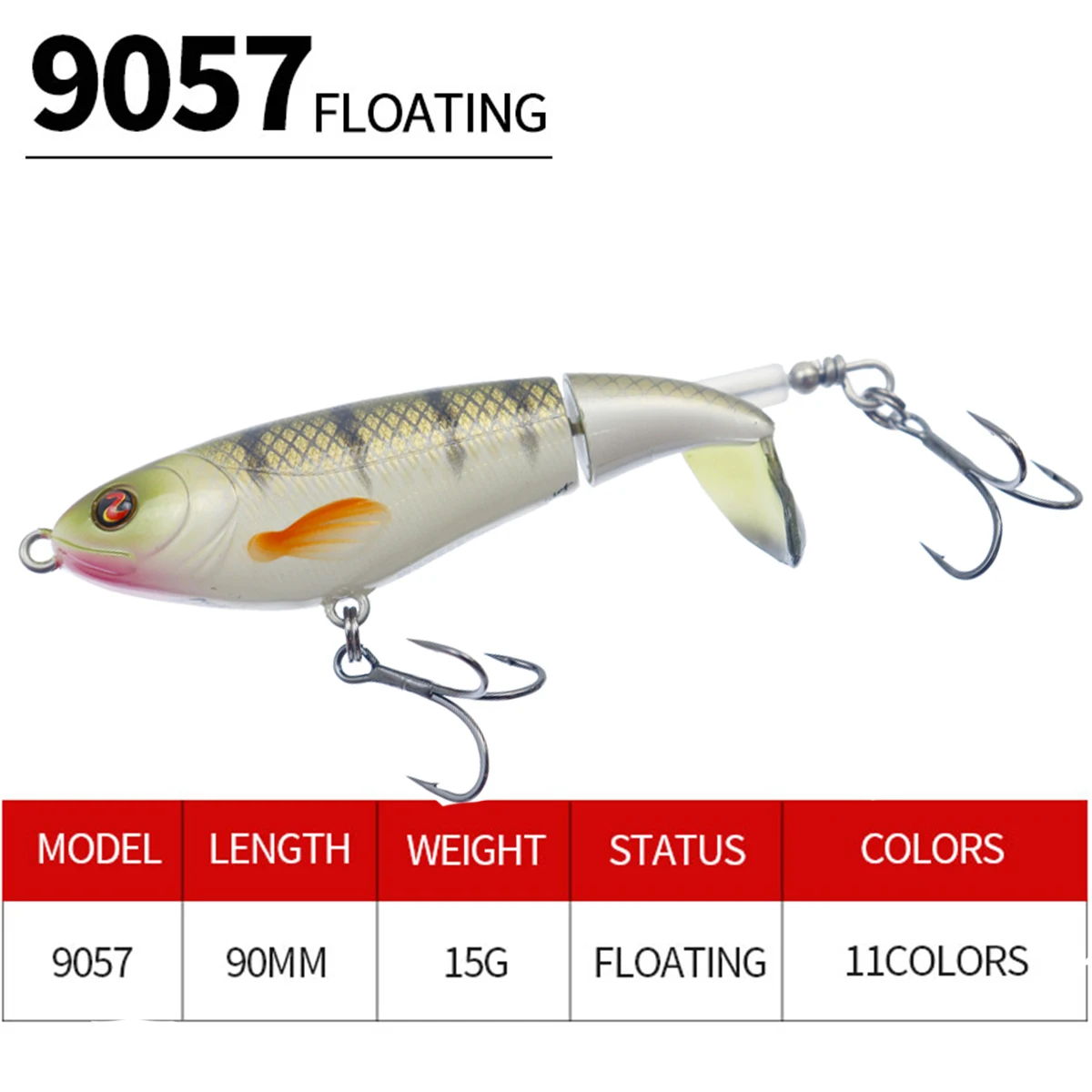 Señuelo de Pesca Topwater Whopper Popper, 90mm 15g, cebo Artificial, Plopper duro, cola giratoria suave, aparejos de Pesca Geer - imagen 2