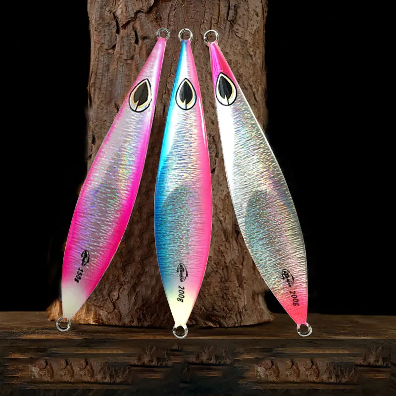 AS Metal plantilla de paso lento caída lenta hundimiento Jigging Pesca Glow Jigs 80g100g150g200g250g300g señuelo luminoso pesca pescador cebo - imagen 3