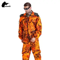 Traje de Safari de camuflaje biónico para exteriores, conjunto de ropa de observación de aves naranja impermeable de gran tamaño, traje Ghillie de caza 4XL A2F121