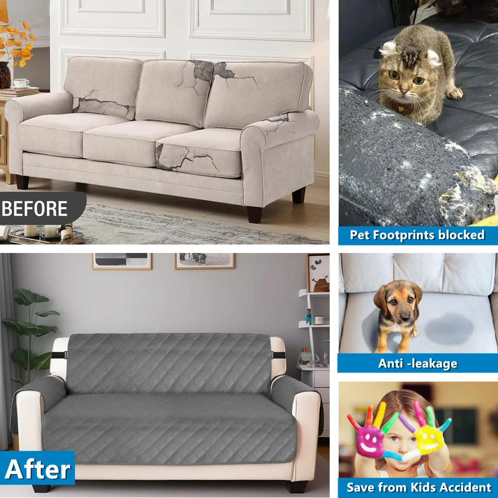 Funda de sofá 100% impermeable, fundas antideslizantes de 1/2/3/4 plazas, funda de sofá, Protector de muebles con correas elásticas para mascotas, gatos y perros - imagen 3