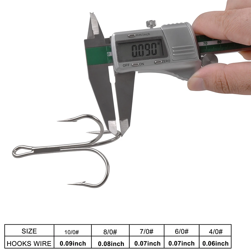 200 Uds anzuelos de pesca anzuelos triples de acero rico en carbono anzuelo Triple afilado con púas para anillos divididos señuelos de lubina de agua dulce y salada - imagen 4