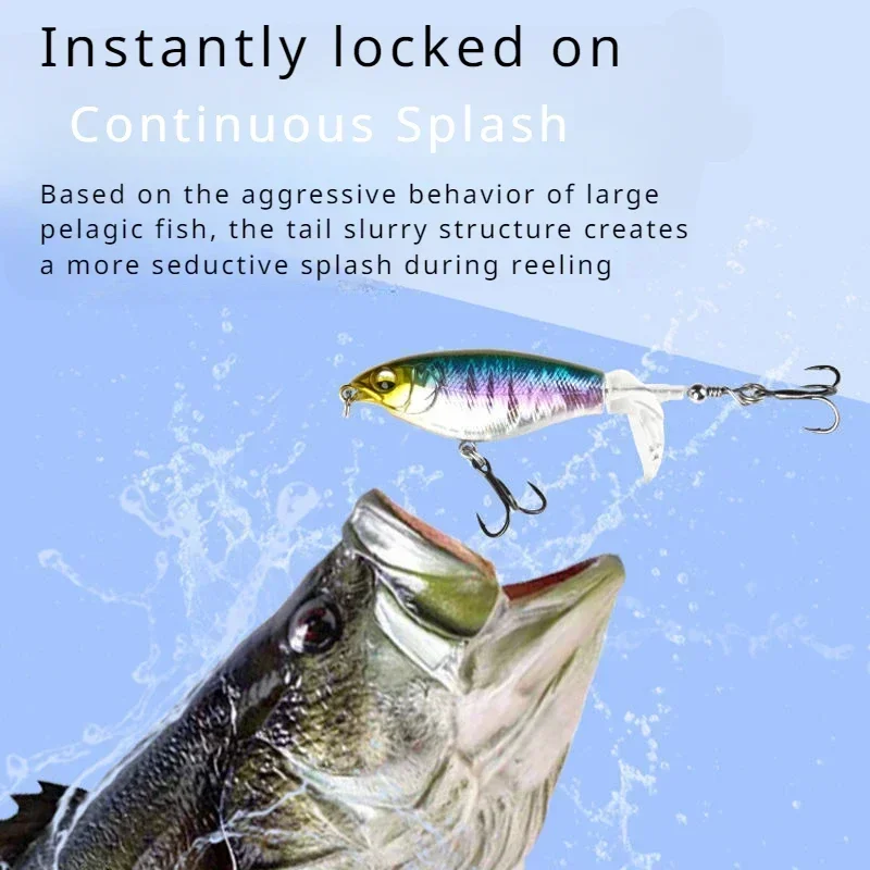 Cebo Lua de 5 piezas, cebos falsos, tractores flotantes, lazos de superficie, hélices de lápiz para freír, pesca en agua dulce, lubina, señuelo de pez negro - imagen 2