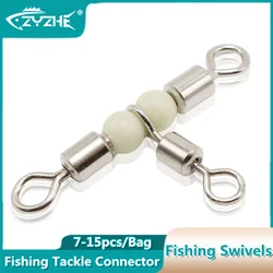 ZYZHE Conector Giratorio de Pesca 3 Vías Luminoso – Acero