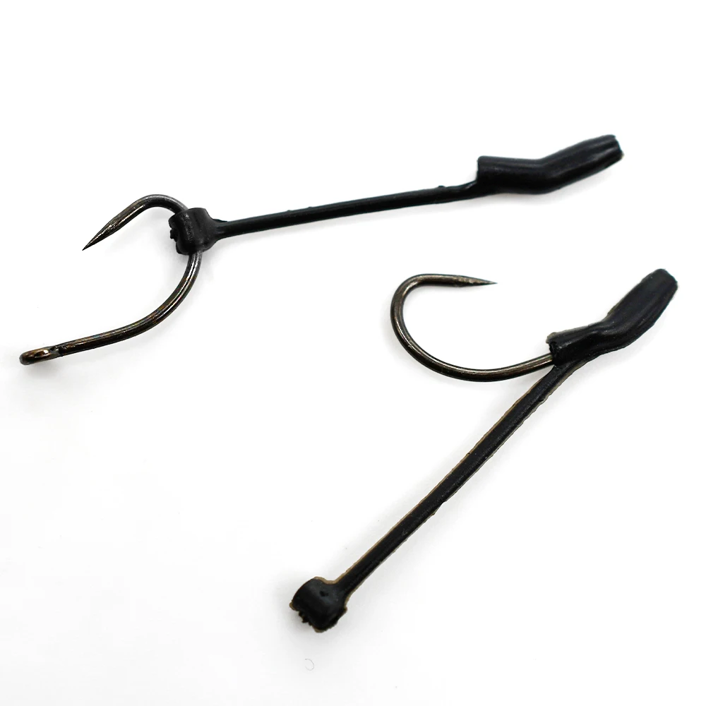 MNFT-Juego de 8 combinaciones de pesca de carpa, tubo de silicona suave negro y gancho de acero rico en carbono sin púas, accesorios para peces de fondo inverso - imagen 4