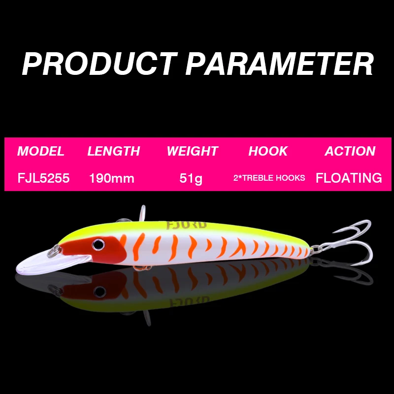 FJORD 190mm 51g Super Trolling señuelo de pesca flotante Minnow Topwater agua salada duro Swimbaits Crankbaits pesca cebo Artificial - imagen 3