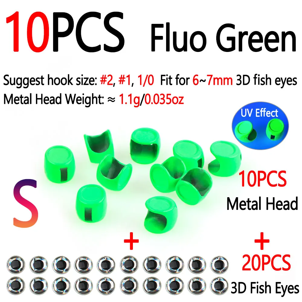 10pcs Fluo Green S