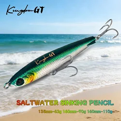 Kingdom Pencil-señuelo de pesca que se hunde, 135mm, 62g, 160mm, 90g, 110g, cebo Artificial de curricán de agua salada de fundición larga para pesca de lubina