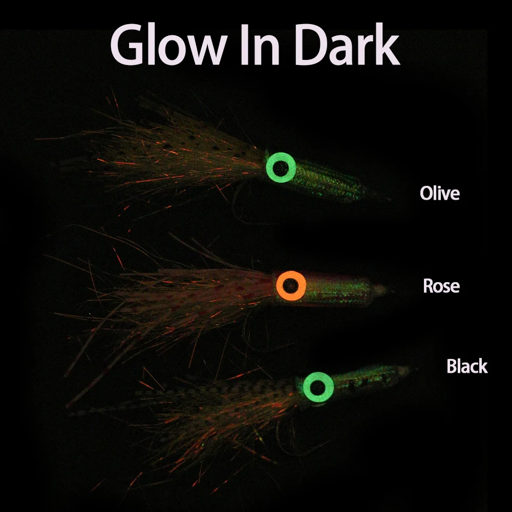 ICERIO ojos luminosos calamar mosca Artificial señuelo duro serpentinas gran juego peces moscas lubina Tarpon para especies de agua dulce y salada - imagen 5