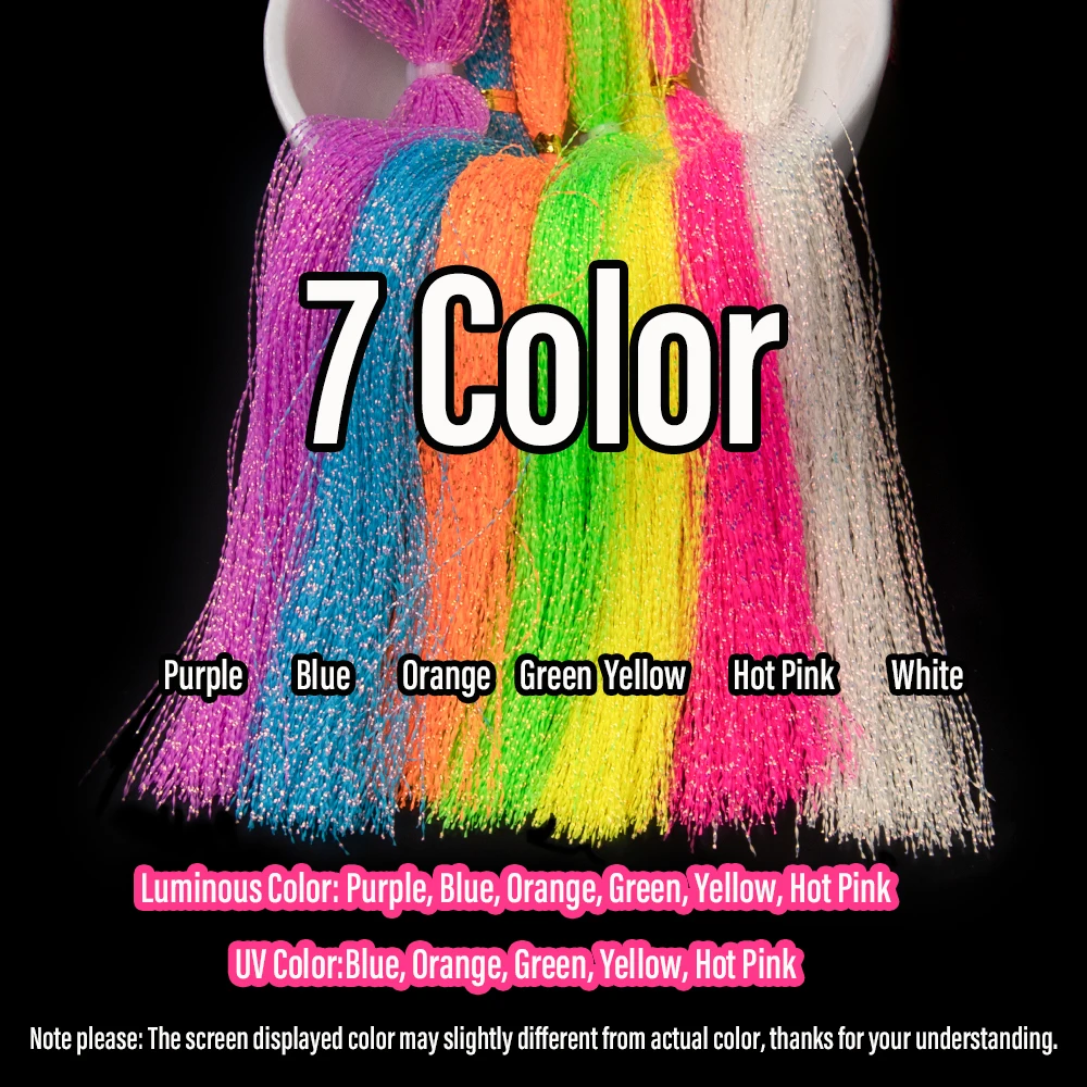 WIFREO, 2-7 paquetes de cristal luminoso, materiales para atar moscas, Lumo Flashabou, oropel holográfico, cuerda, anzuelo, hebras de señuelo - imagen 4