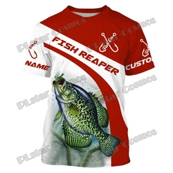 Camiseta pesca Crappie Fish Reaper hombre estampado 3D personalizada