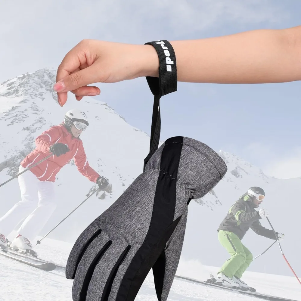 4 Uds guante de esquí negro correa de muñeca ajustable portátil guante deportivo correa soporte elástico para guantes para Snowboard esquí montañismo - imagen 2