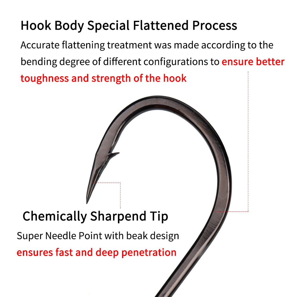 Elllv-anzuelo de cebo Offset de alta resistencia, anzuelos de pesca Jigging de níquel negro fuerte para agua salada, pesca en barco, 2/0 - 8/0 - imagen 5