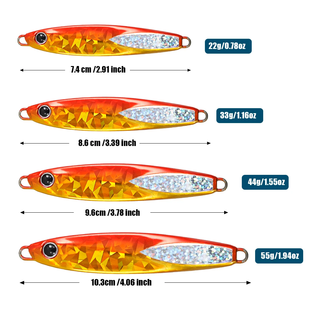 JIGGING PRO Leppa Jig 22g 33g 44g 55g Shore Casting Jig señuelo de pesca de agua salada Bonito Amberjack Kingfish atún - imagen 3