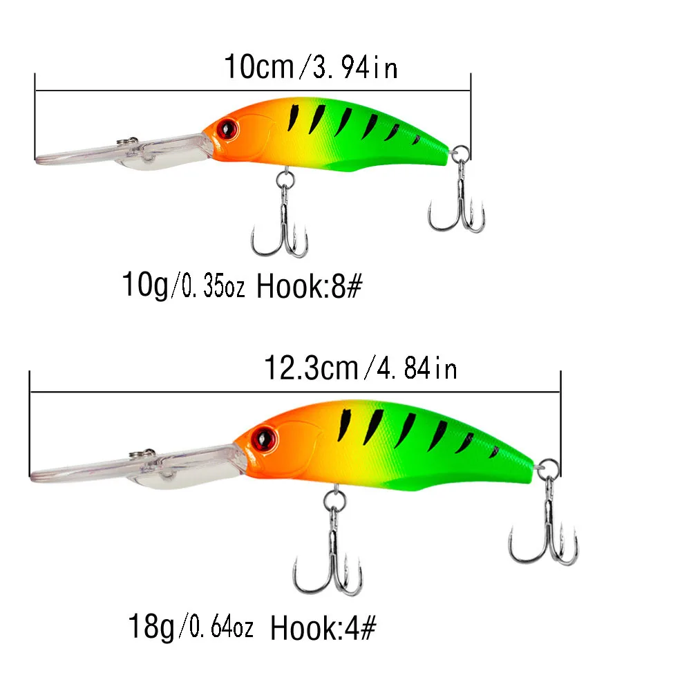 Señuelo de Pesca Crankbait Minnow, 10/12cm, 10/18g, cebo duro flotante para lubina, cebo Artificial Swimbait, aparejos de Pesca de carpa - imagen 4