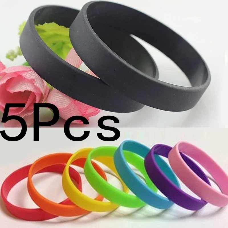 Paquete de 5 pulseras deportivas luminosas de silicona sin palabras pulsera de baloncesto colores aleatorios - imagen 5