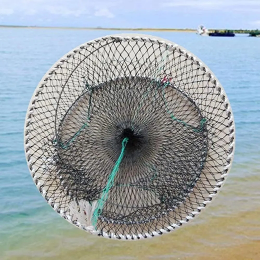 Jaula plegable cangrejos camarones resorte – tres orificios, redonda - imagen 4