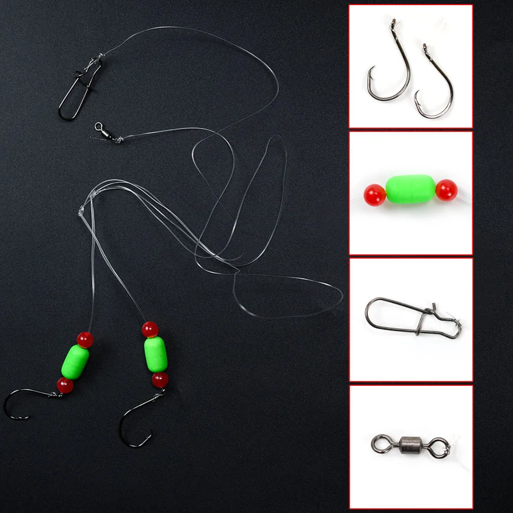 Anzuelos de pesca líder monofilamento de acero inoxidable, flotadores EVA, aparejo de élite Pompano para pesca de Surf con anzuelos de doble círculo y Kara - imagen 2