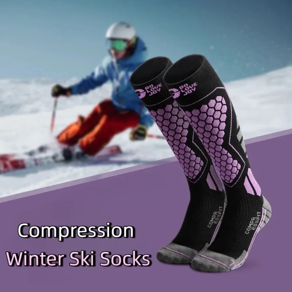 Nuevos calcetines de esquí gruesos, calcetines térmicos transpirables hasta la rodilla, medias antideslizantes que absorben la humedad para Snowboard para clima frío