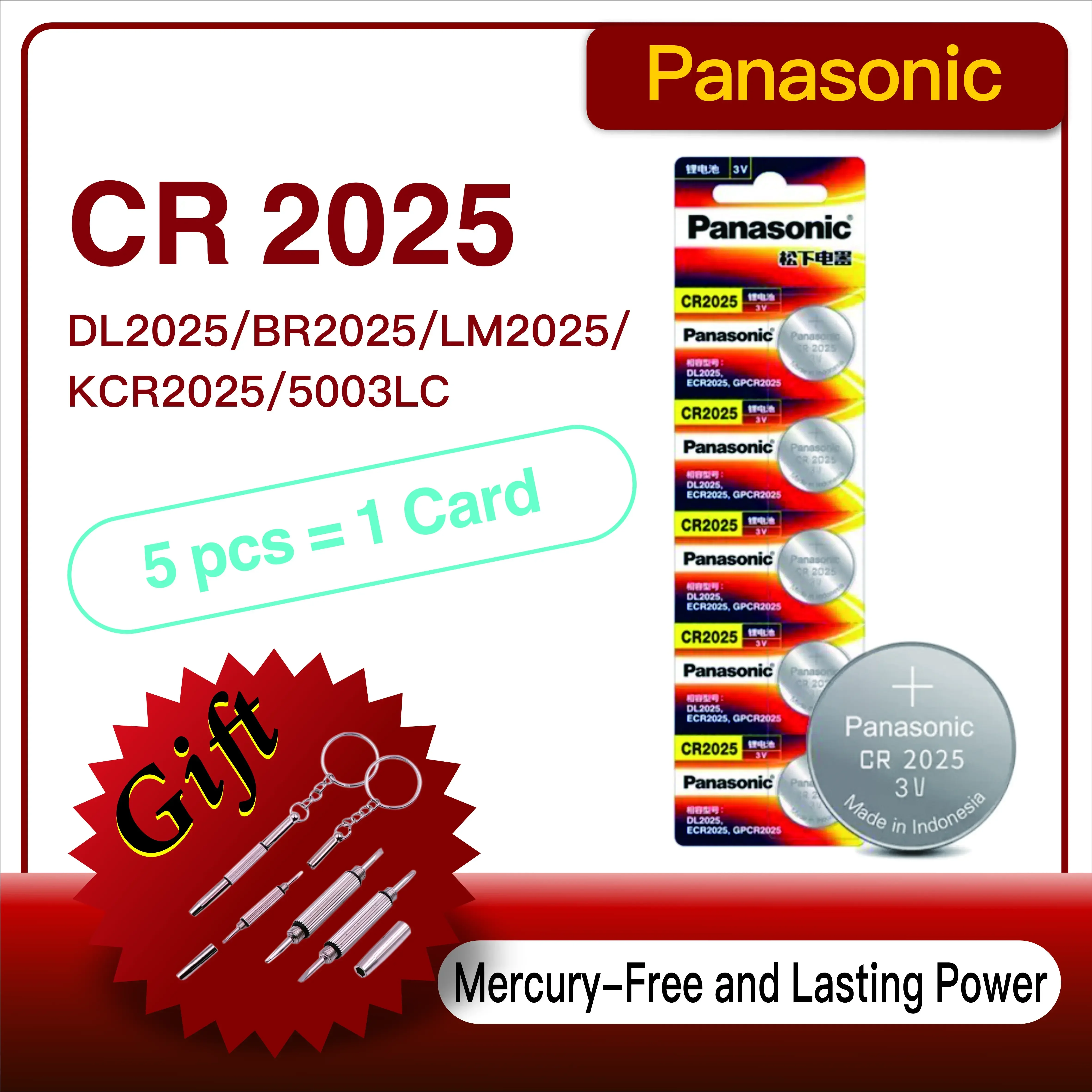 Panasonic CR2025 batería litio – Pila de botón 3V original