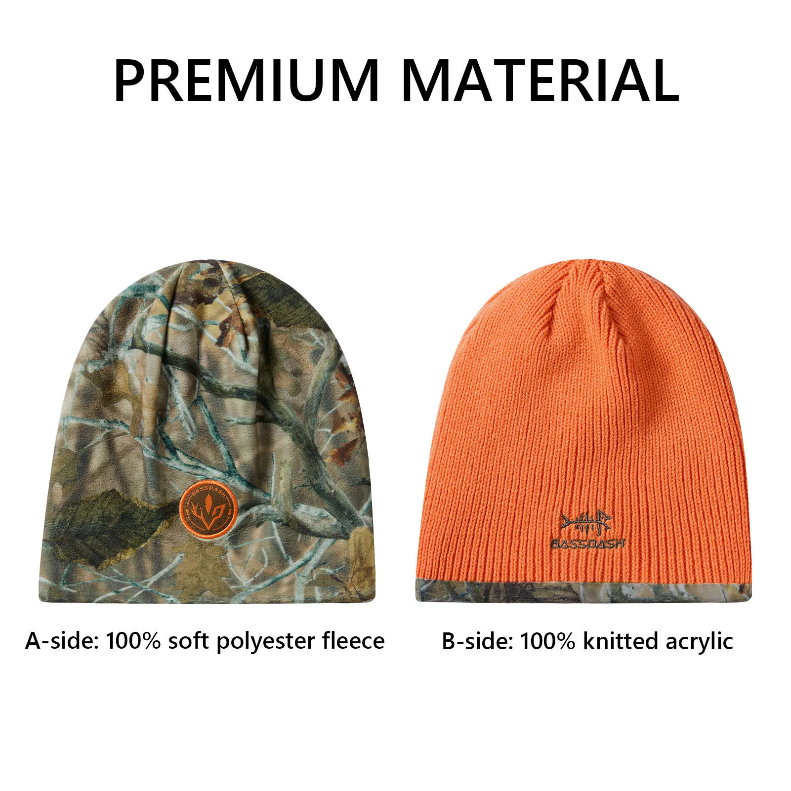 BASSDASH Gorro de invierno de lana reversible a prueba de viento, gorros gruesos y cálidos para hombres y mujeres, gorro de punto con puños unisex de ajuste elástico - imagen 2