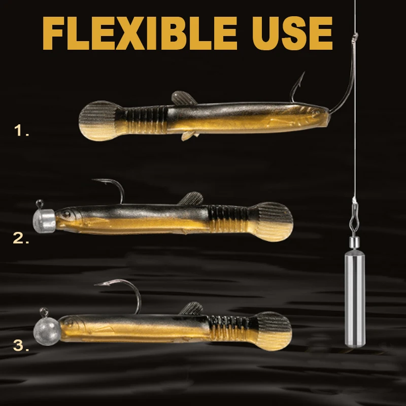 TAKEDO 7CM 2,2G 20 unids/bolsa cebo Loach señuelo de pesca suave PVC señuelos Loach artificiales cola de varias secciones para lubina mandarina con cabeza de serpiente - imagen 5