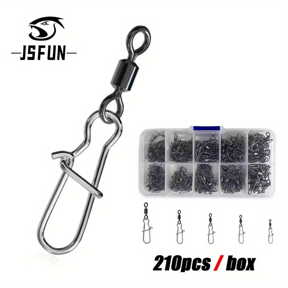 210 unids/caja conector de pesca Pin rodamiento de acero inoxidable giratorio con señuelo para anzuelo a presión aparejos de pesca accesorios
