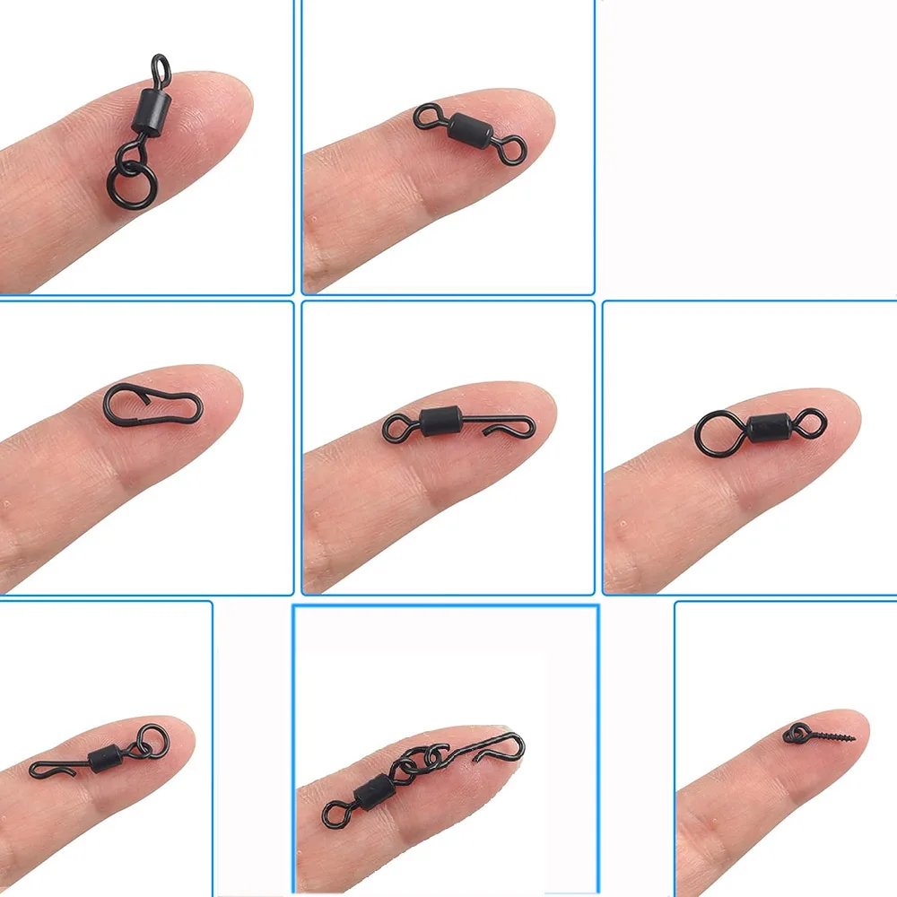 Kit de broches giratorios para pesca de carpa, 70 Uds., mate, cambio rápido, giratorios, clips de enlace de velocidad, Boilies, cebo, tornillo, aparejos de pesca de carpa - imagen 3