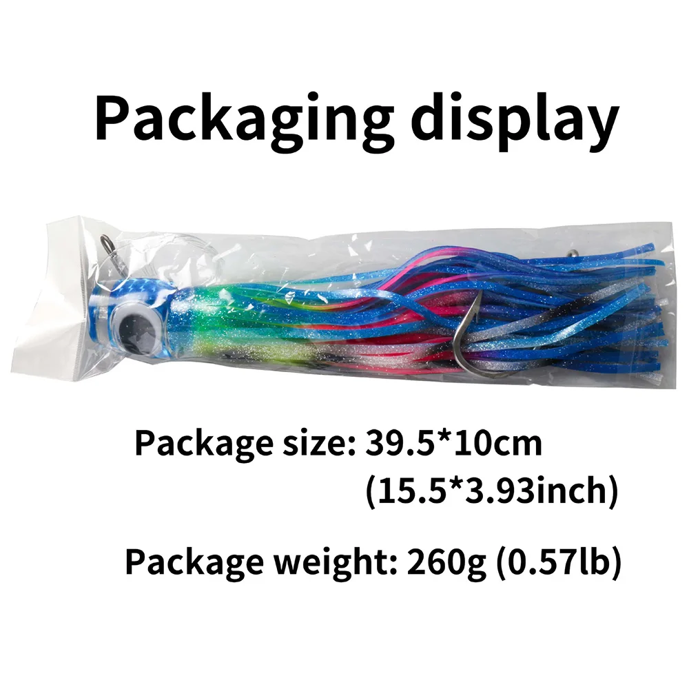 Señuelo de pesca de curricán, cebo de falda de pulpo de 34cm y 260g, aparejos de pesca de Marlin, señuelos de atún de aguas profundas de agua salada para Mahi Wahoo Billfish - imagen 5
