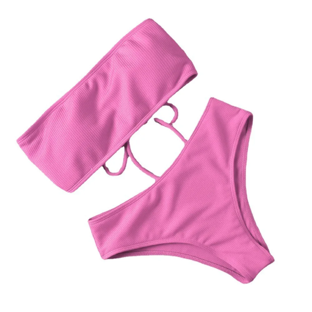 Bikini sin tirantes de color liso – Espalda descubierta con relleno ajustable - imagen 4