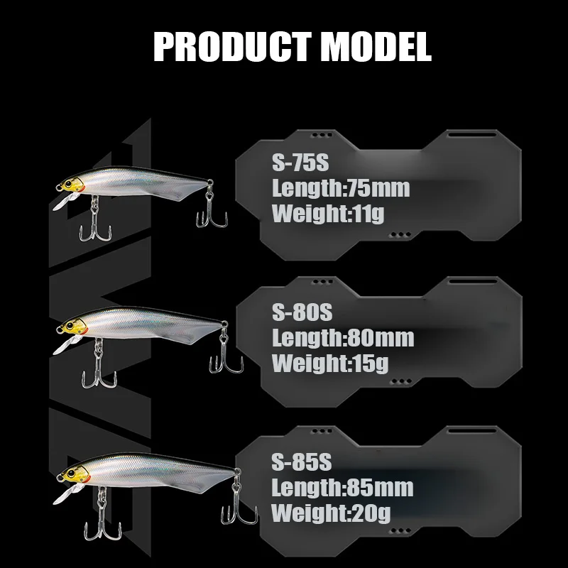 EWE 2025 nuevo S-75S/S-80S/S-85S 2 unids/pack 75-85mm 11-20g supercast hundimiento Minnow señuelo duro Artificial bajo cebo duro - imagen 2