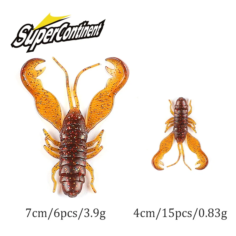 Supercontinent Filet Craw 40mm/15 Uds 70mm/6 uds señuelo suave Señuelos de Pesca camarón langosta señuelo de plástico suave Señuelos de Pesca - imagen 4
