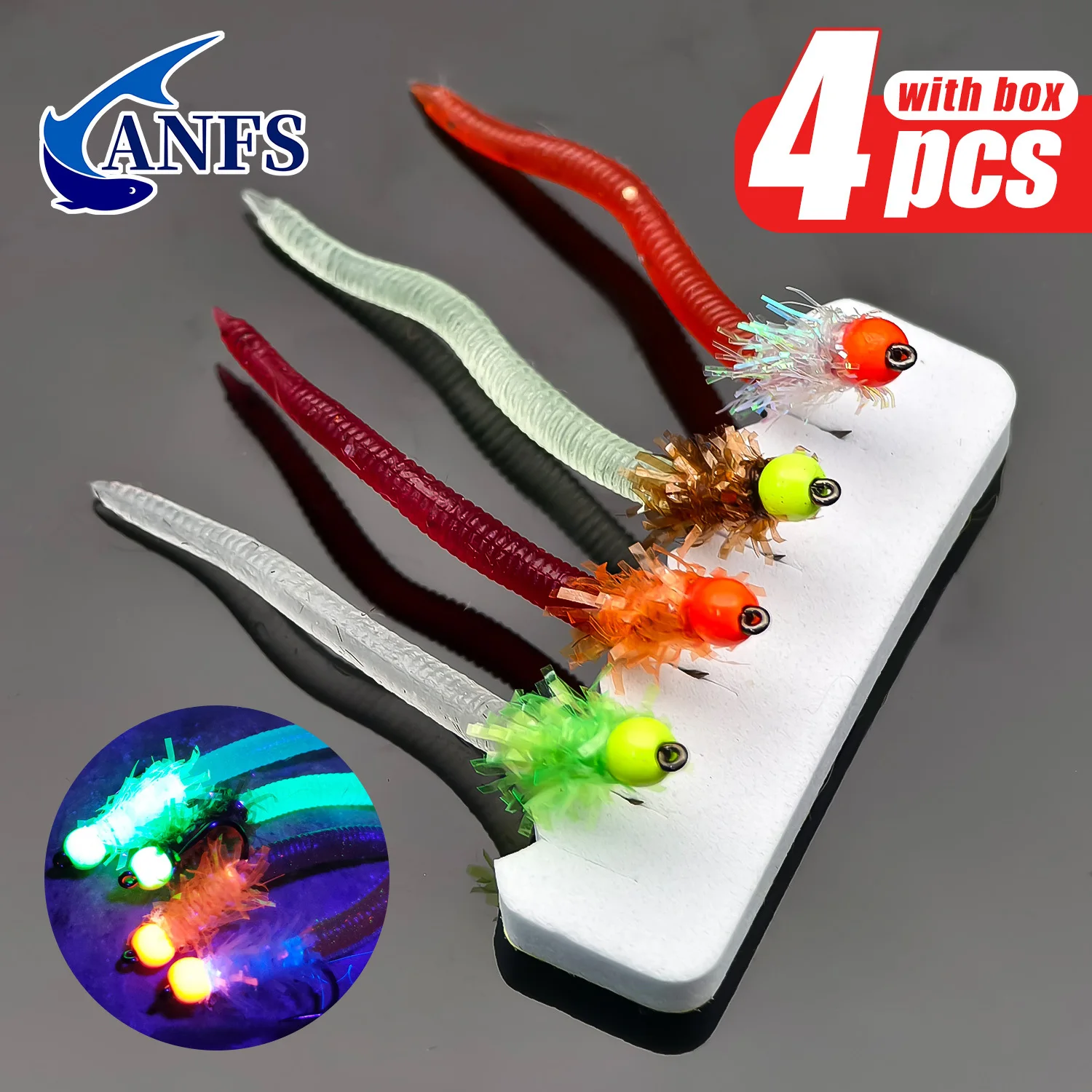 ANFS Moscas de pesca con vinilo para gusano - imagen 4
