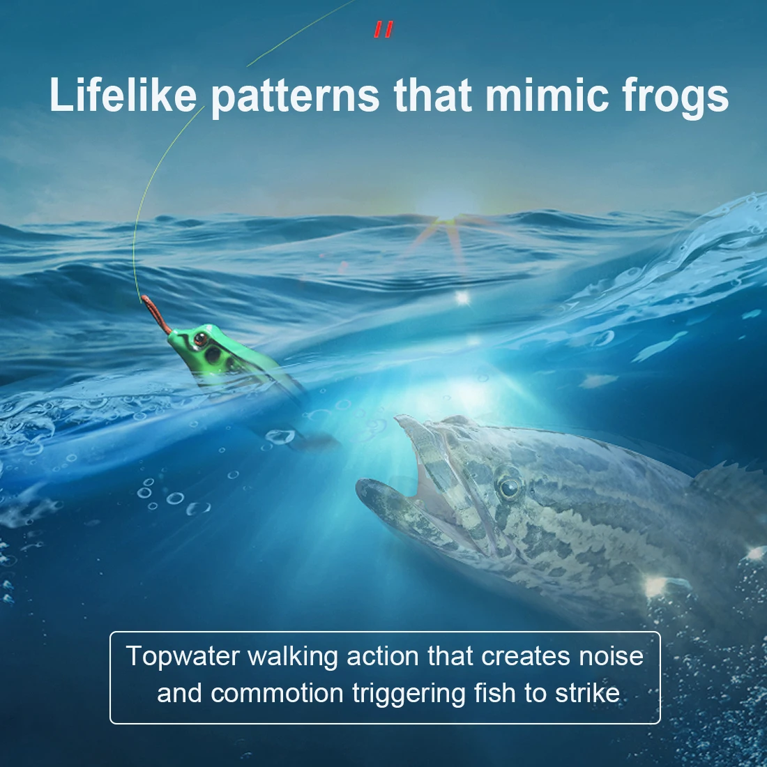 FishTrip-señuelo de rana para pesca, Topwater Hop Walker, cebo de plástico suave para Lucio y lubina - imagen 4