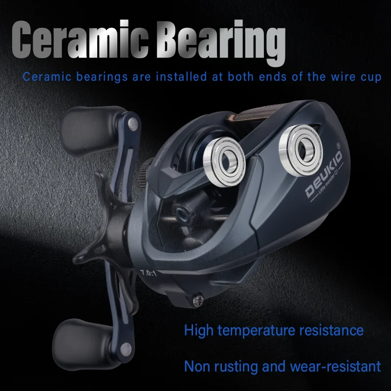 Carrete de Baitcasting ultraligero, sistema de frenado magnético, relación de engranaje 7,0:1, carrete de aluminio de 6KG, bobina de pesca con rodamiento de cerámica de doble arrastre - imagen 2