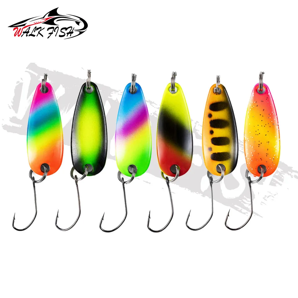 WALK FISH 1 Uds cebo cuchara para trucha 2g 3g 3,5g señuelo de pesca de Metal con un solo gancho cebo duro señuelos trucha perca Chub salmón - imagen 3