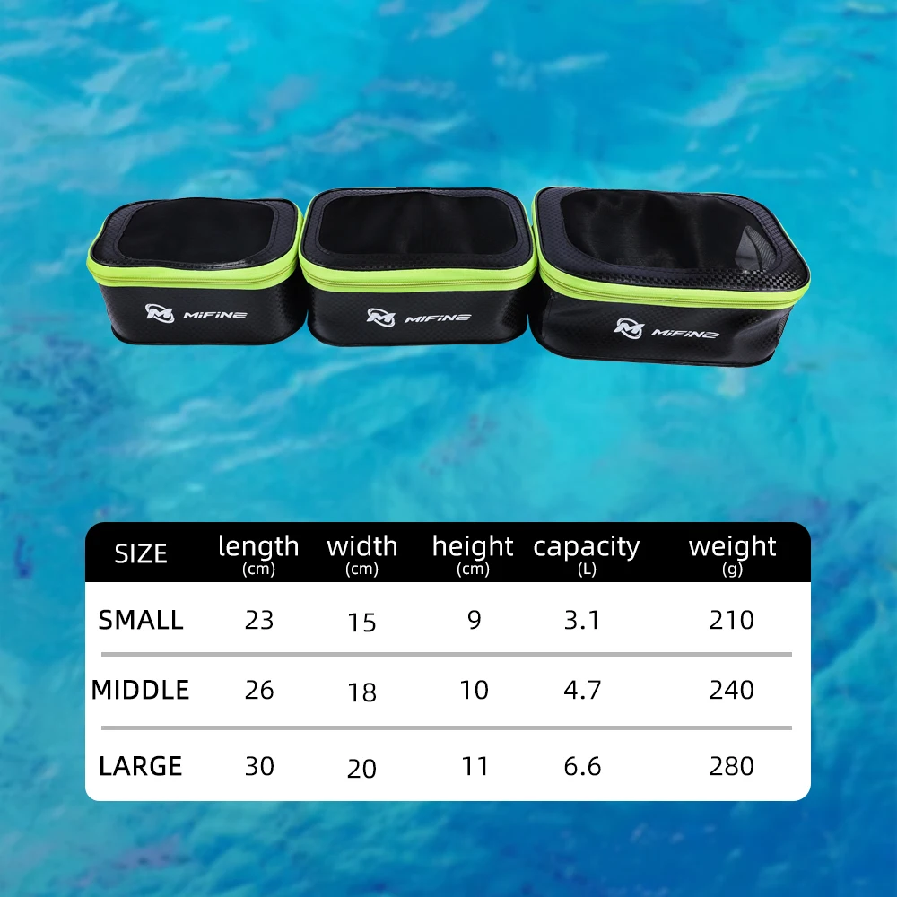 Mifine-cubo multiusos grueso de EVA, caja de pesca impermeable, cajas de equipo de pesca, cubo para peces vivos, juego de 3 uds, estuche de almacenamiento, bolso - imagen 2