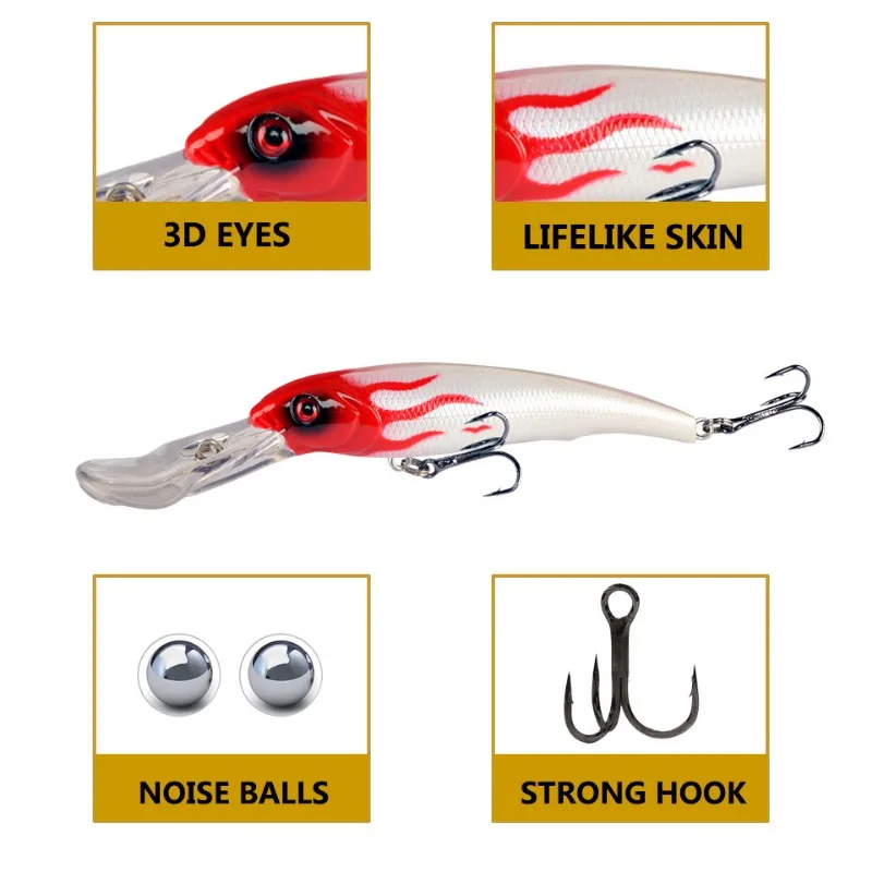 Señuelo Minnow wobbler, cebo artificial, crankbait, Wobbler, 29g, 16,5 cm, 1 parte - imagen 4