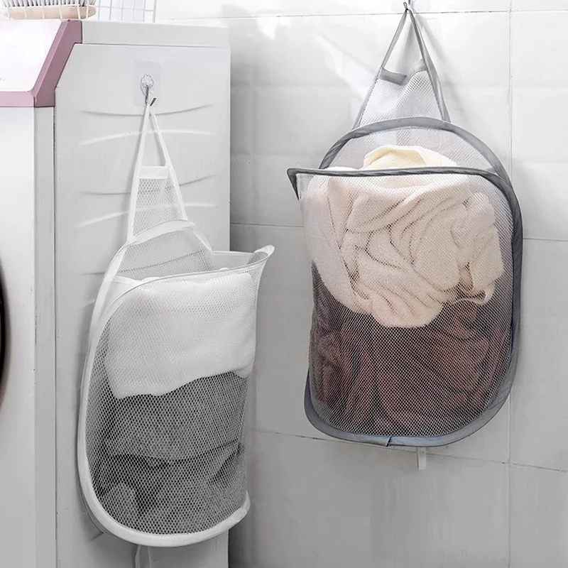 Cesta de lavandería transpirable plegable portátil, cesta de ropa sucia montada en la pared, cesto de lavandería para baño, organizador de lavandería - imagen 3