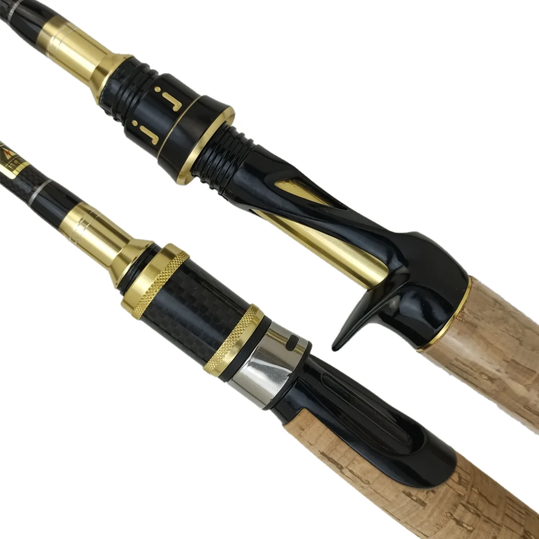 Caña de pescar de carbono para agua salada, accesorio para pescar trucha, spinning, fuerte, 1,8/2,1/2,4 m, 8 pies, M/MH, potencia de 2 puntas - imagen 3