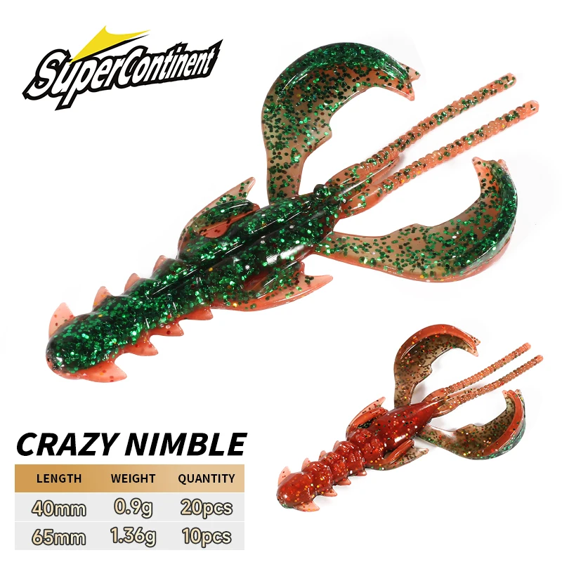 Señuelos locos supercontinentes, atractivo de camarones, señuelo suave, Señuelos de pesca, camarones, langosta, langosta, señuelo de plástico suave, Señuelos de Pesca