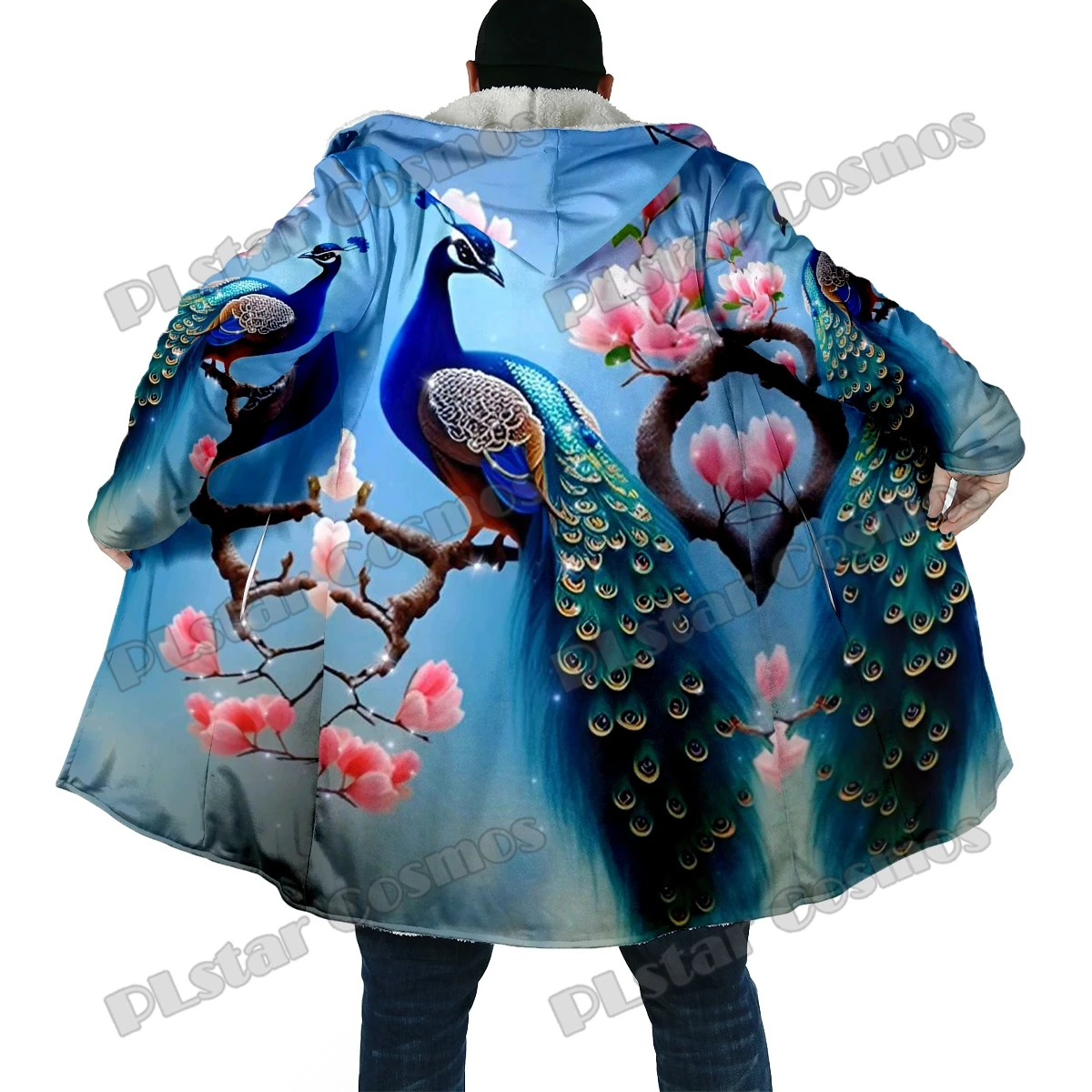 Capa de Lana con Capucha DP41 – Estampado Pavo Real para Invierno - imagen 3