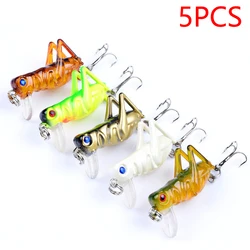 Señuelos de pesca de insectos saltamontes, 5 uds., 4cm, 3g, cebo duro volador, Wobblers artificiales para curricán, pececillo, Swimbait, langosta, Topwater