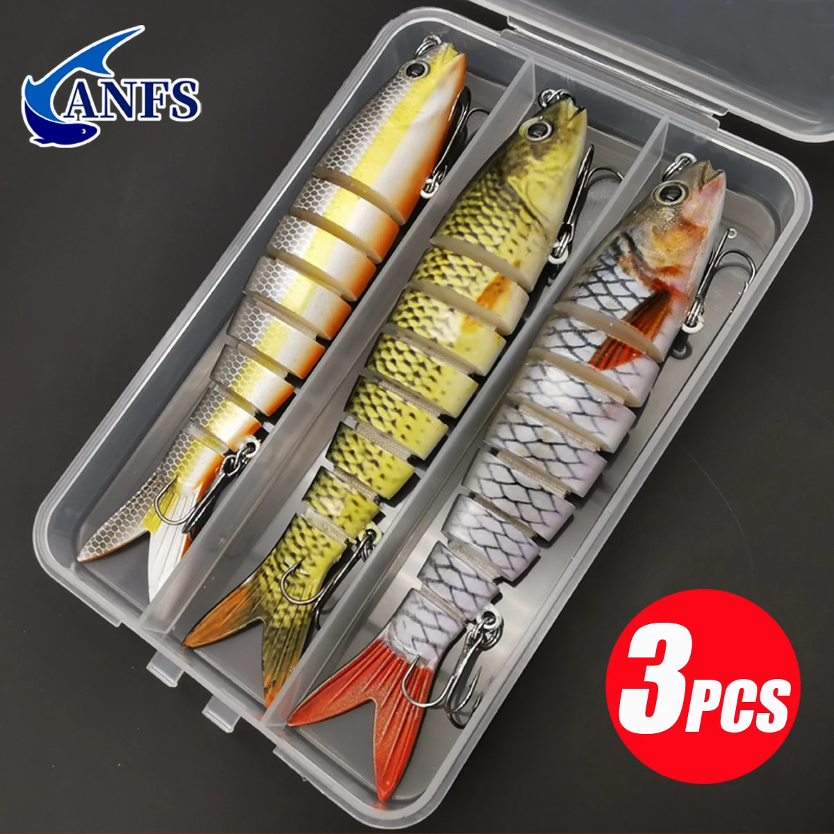 Señuelo de pesca de 8 segmentos, cebo Artificial multiarticulado, cebo de pesca biónico de hundimiento lento, equipo de pesca fresco, 3 uds. - imagen 5