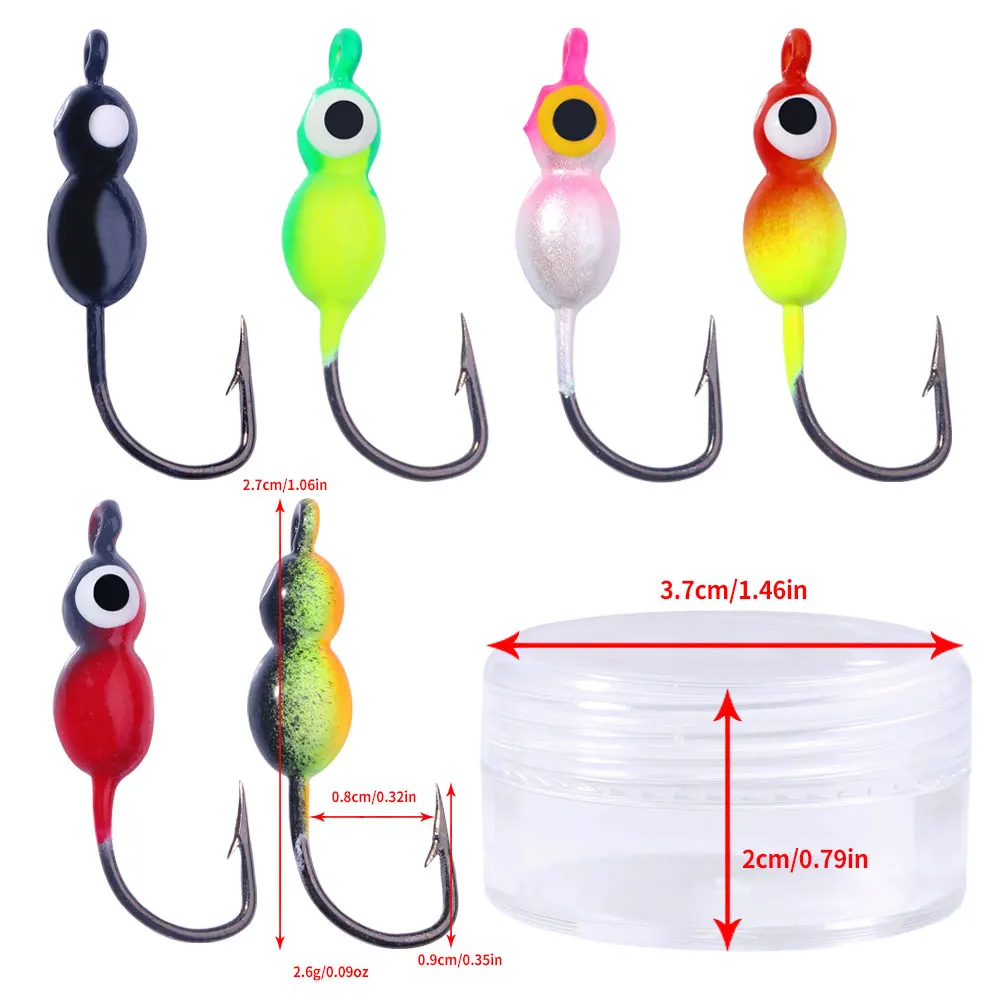 Plantillas de pesca en hielo para invierno, 6/8/48 Uds., para lubina, perca, tipo Crappie, 0,5-2,6g, juego de cebo de pesca Artificial, anzuelos con cabeza de plantilla, aparejos de pesca