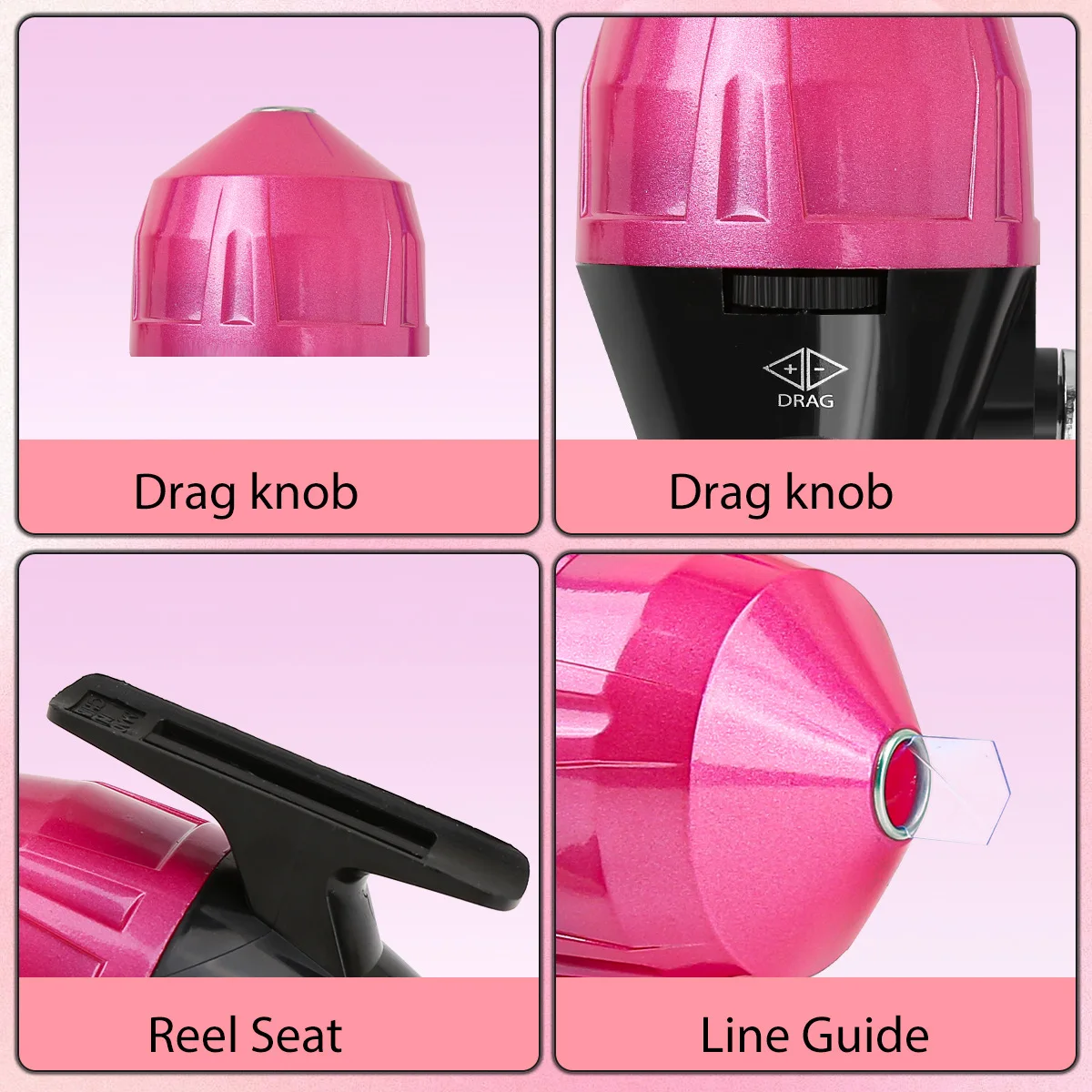 Carrete de pesca con tirachinas rosa, Mini carrete de pesca Baitcasting, carrete de doble brazo cerrado, rueda de pesca - imagen 3