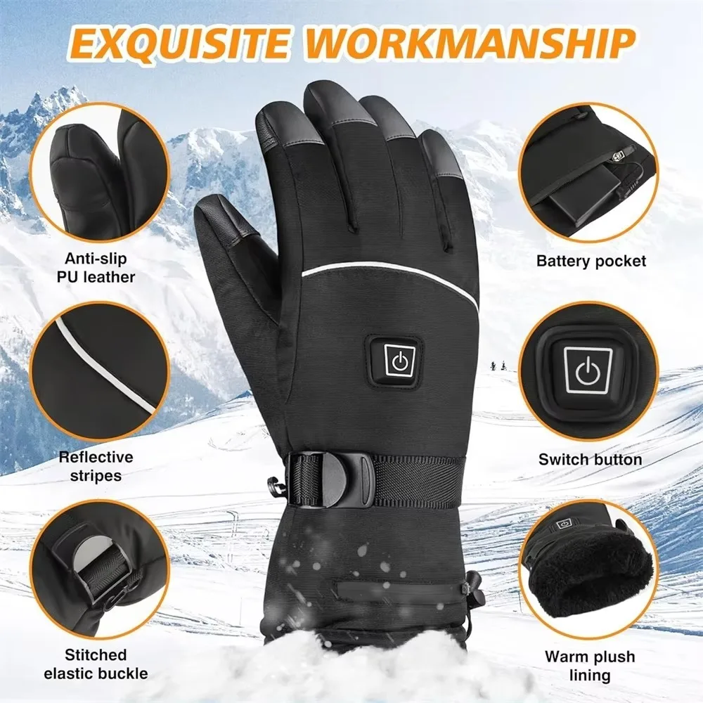 Guantes calefactables impermeables con táctil para pesca de invierno - imagen 5